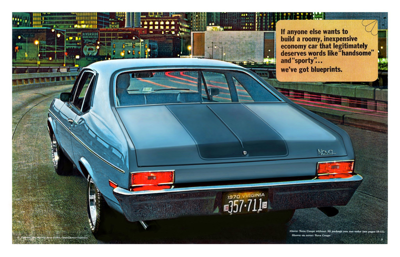 Actual brocure page photoshopped by a friend to show my car instead of the red Nova originally there